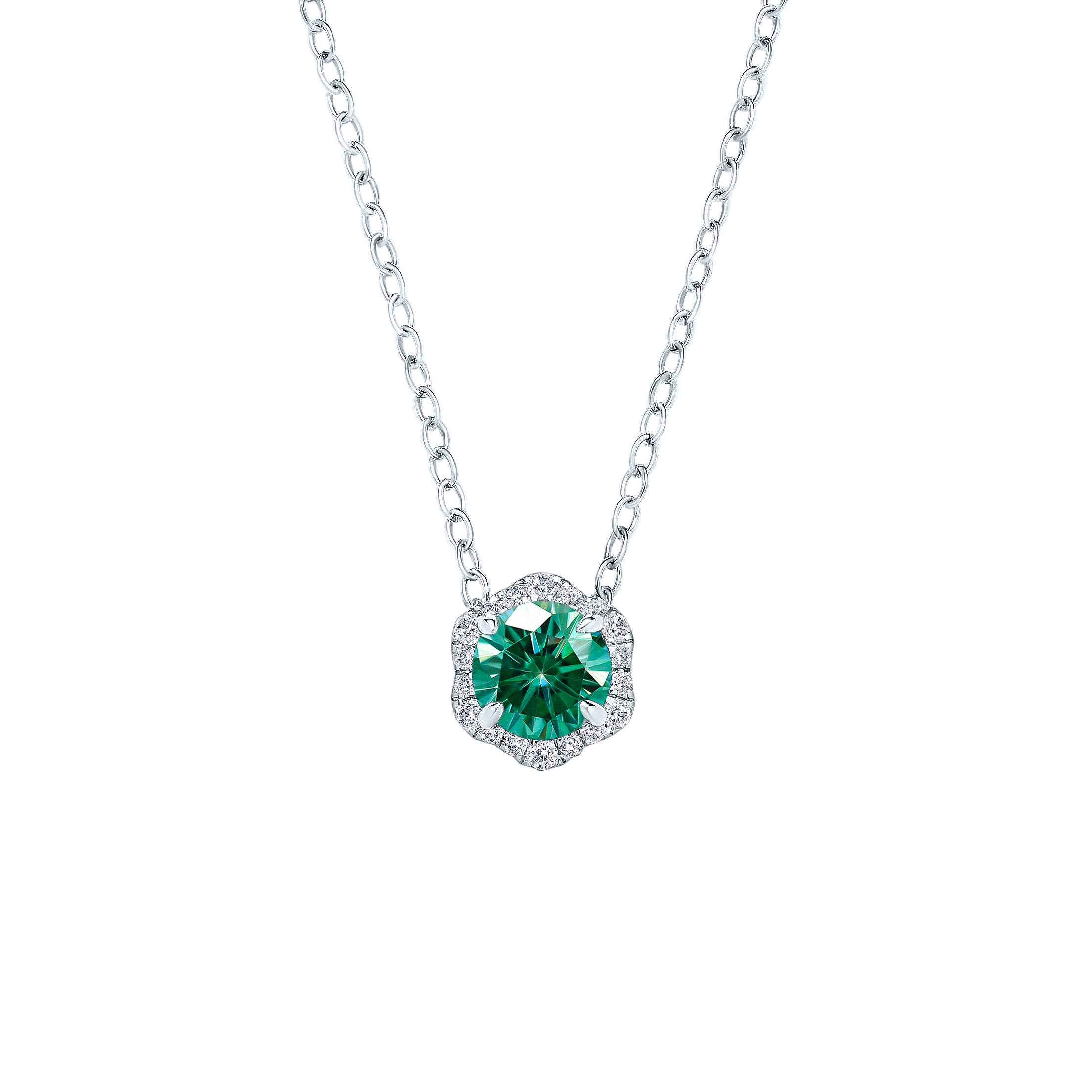 Premium Green Diamond Silver plated Necklace Set